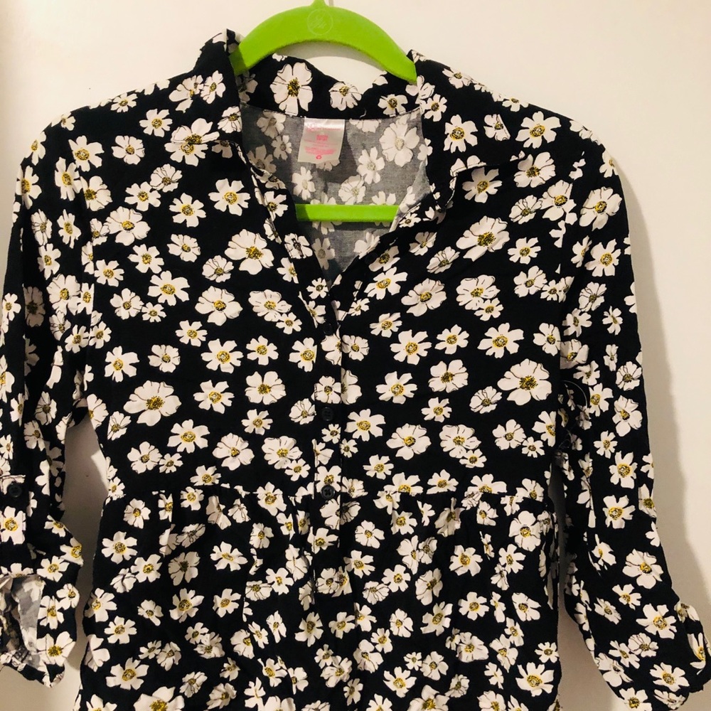 Black floral blouse
